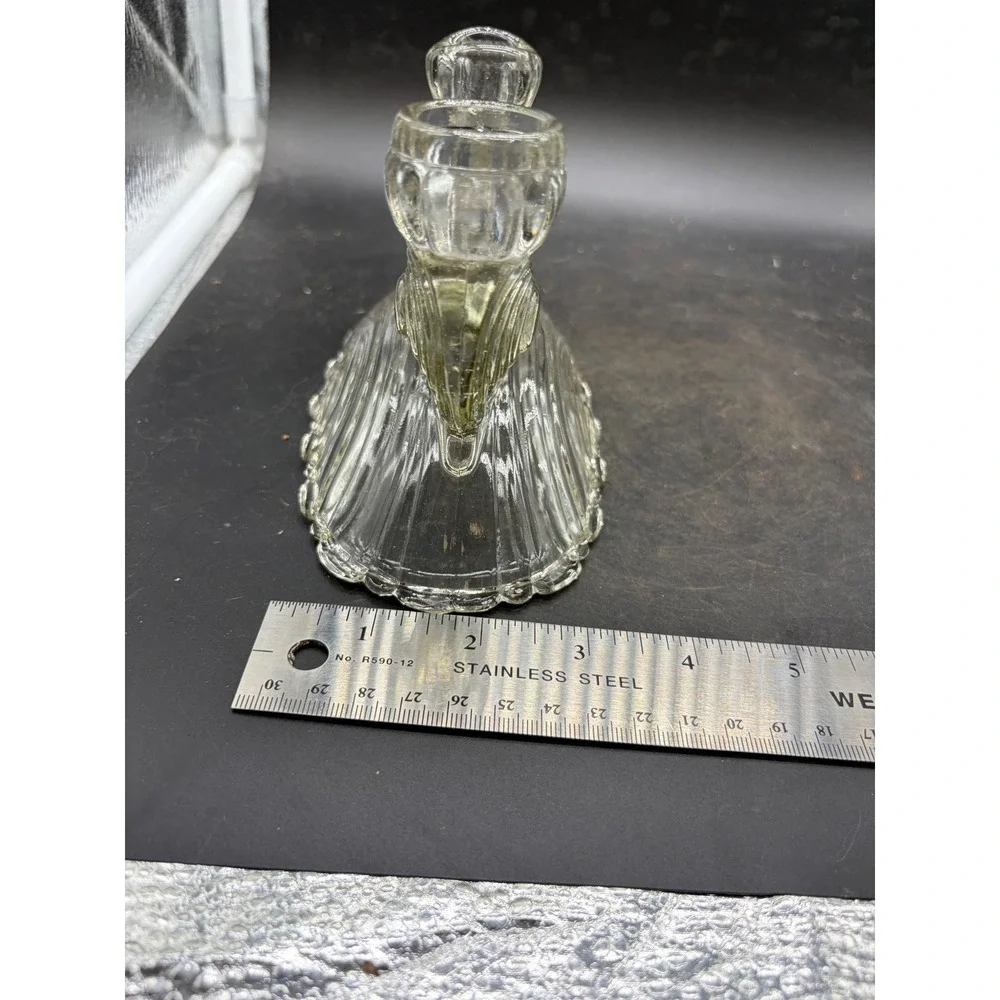 Vintage Art Deco Clear Pressed Glass Double Taper Candle Holder Scroll Shell